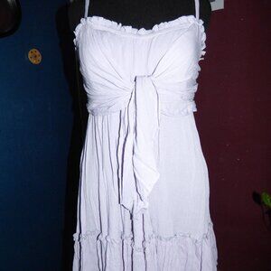 GOTH BOHO FAIRY BLUSH LILAC GAUZE TIERED BABYDOLL FLARED MINI DRESS L